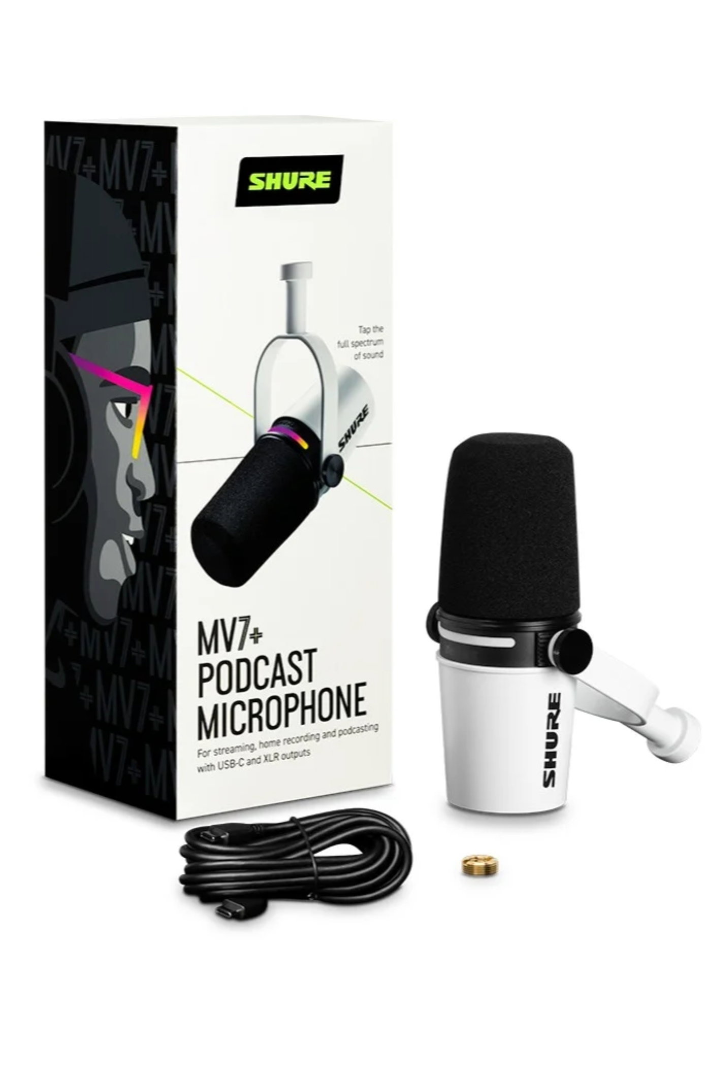 Shure MV7+ Podcast Microphone USB-C & XLR, White_1