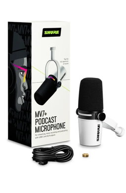 Shure MV7+ Podcast Microphone USB-C & XLR, White