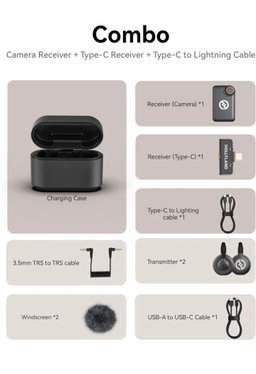 Hollyland Lark M2S Combo Wireless Lavalier Microphone Vocal Microphone 