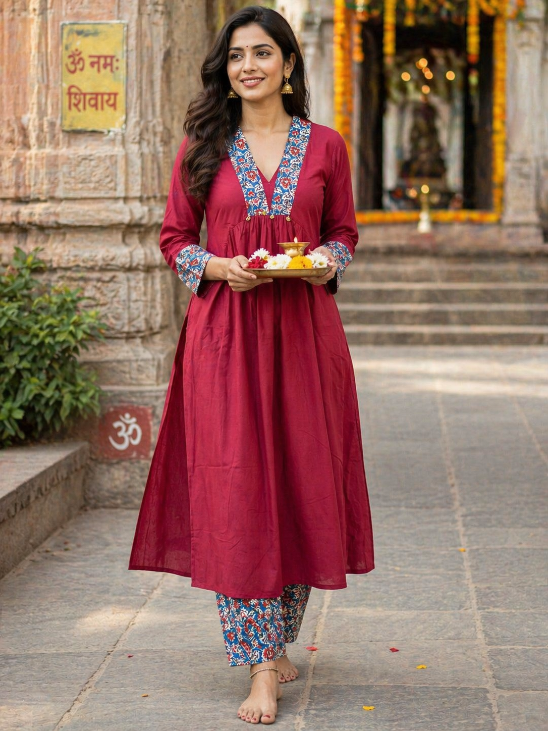 Cotton Cordset Kurtis with Kalamkari Pant