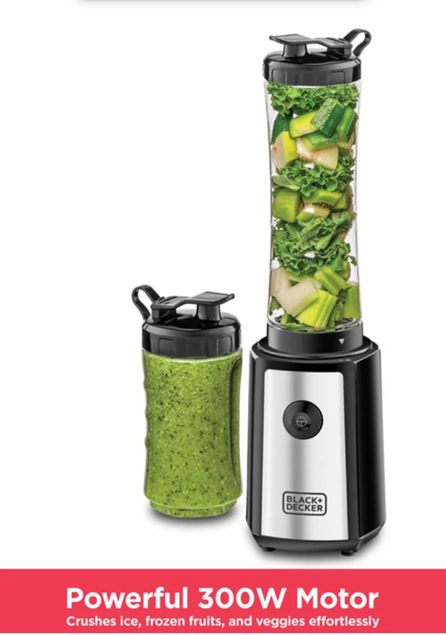 BLACK + DECKER Sports Blender/Smoothie Maker, 6-Piece Set with 500ml & 300ml BPA-Free Sports Bottles_2
