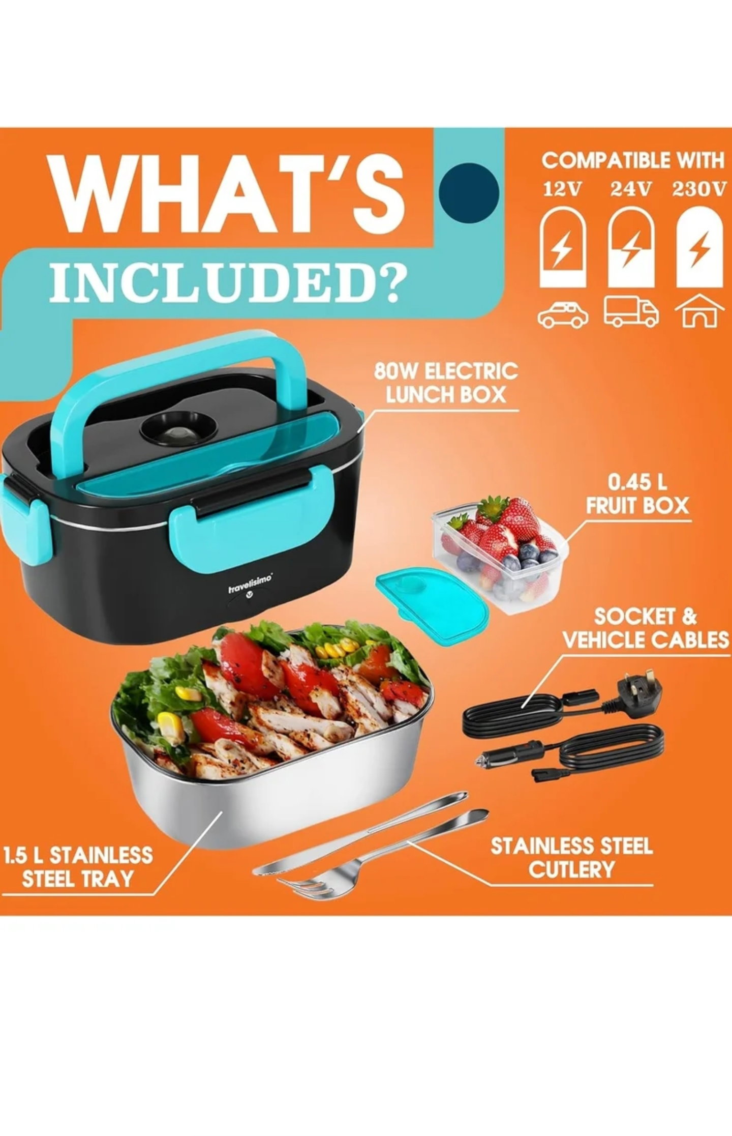 Electric Lunch Box 1.5L Self Heating Lunch Box for Car / Truck Use _3