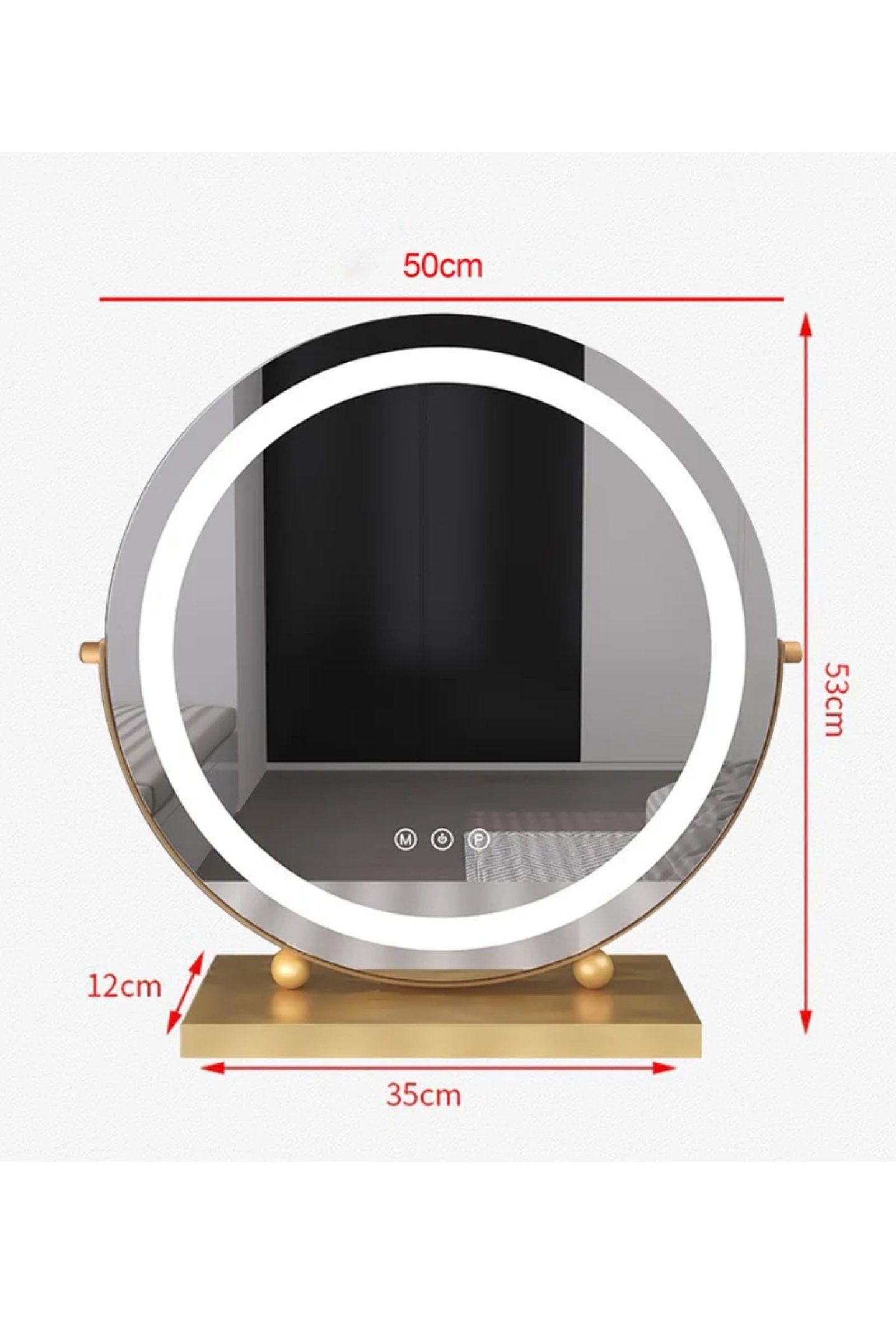 Round LED Lighted Up Makeup Mirror, Touch Sensor with 3-Color Lighting Dimmable _1