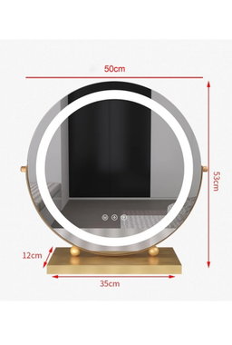 Round LED Lighted Up Makeup Mirror, Touch Sensor with 3-Color Lighting Dimmable 