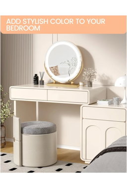 Round LED Lighted Up Makeup Mirror, Touch Sensor with 3-Color Lighting Dimmable 