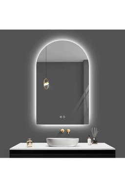 Arched LED Bathroom Mirror, Frameless Arch Backlit Wall Mirror, Lighted Vanity Mirror with 3 Color Temperature Adjustment, Anti-Fog