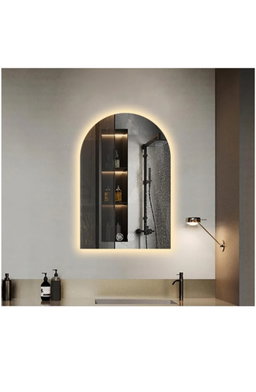 Arched LED Bathroom Mirror, Frameless Arch Backlit Wall Mirror, Lighted Vanity Mirror with 3 Color Temperature Adjustment, Anti-Fog
