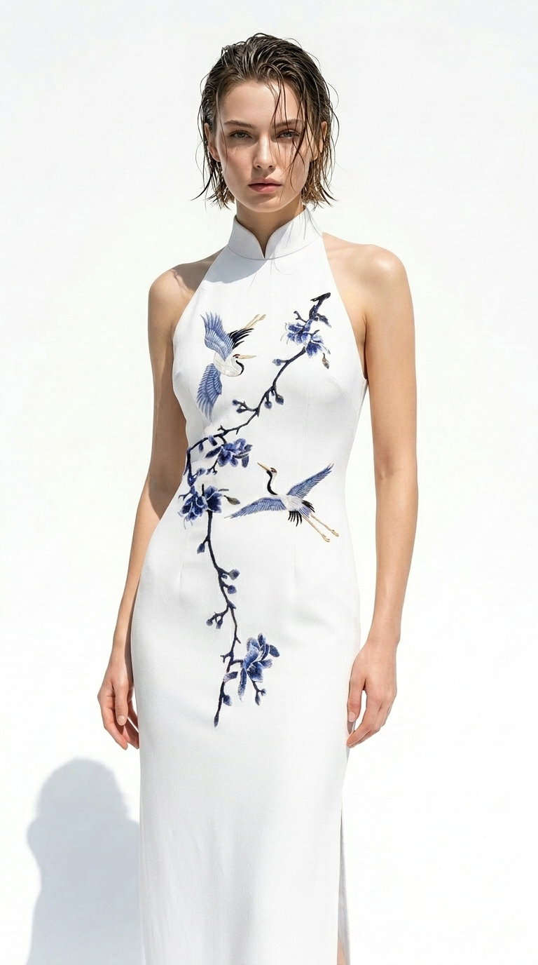 CHEONGSAMS "Blue Blossoms and Cranes" _4