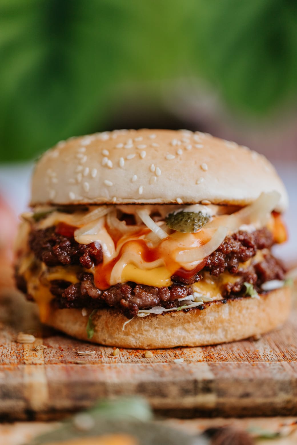 Double Smash Lamb Cheeseburger with Wedges