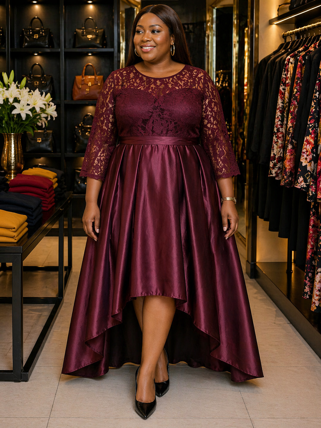 Luceez Hi-Low Dress Wine