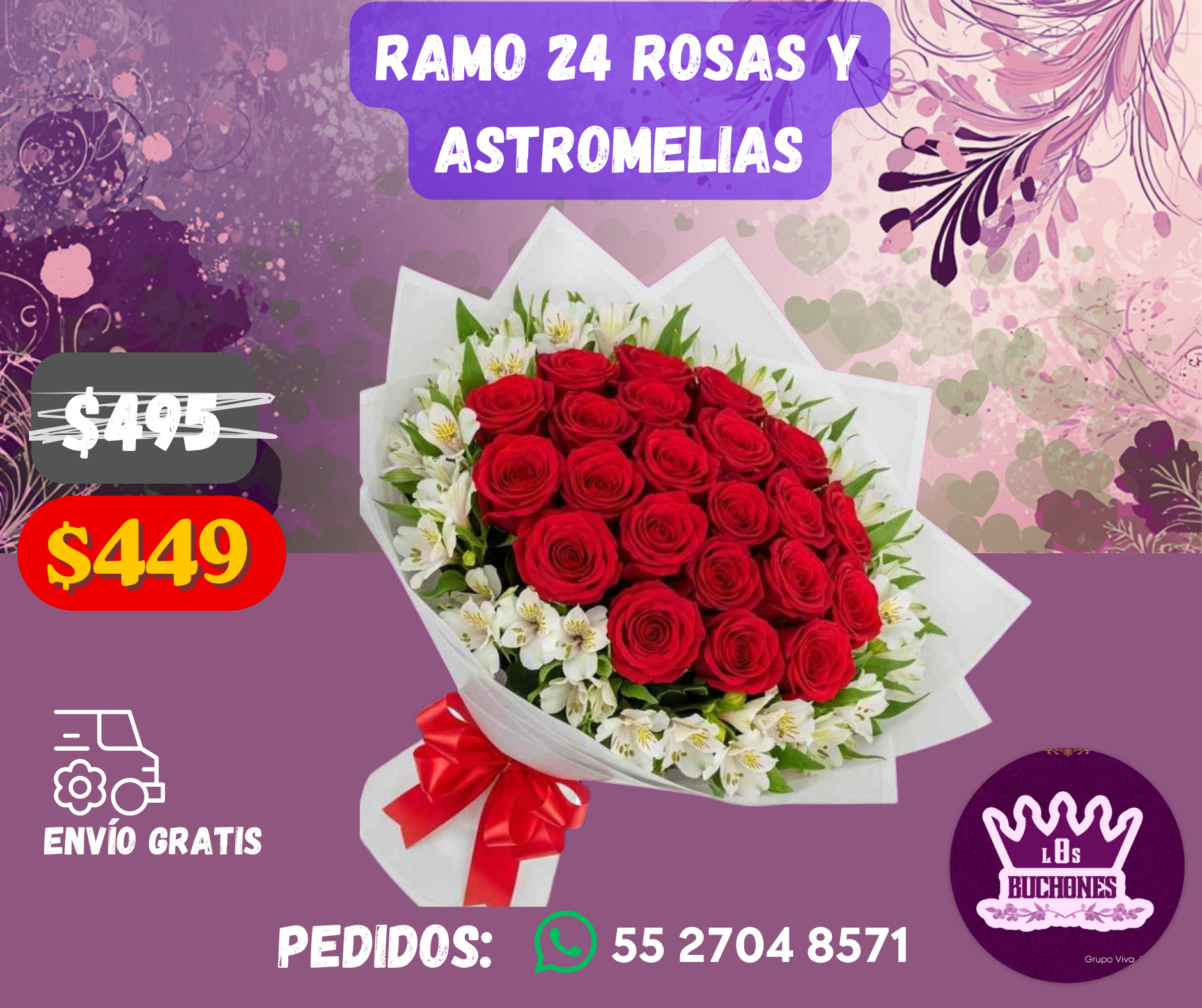 Ramo 24 Rosas y Astromelias