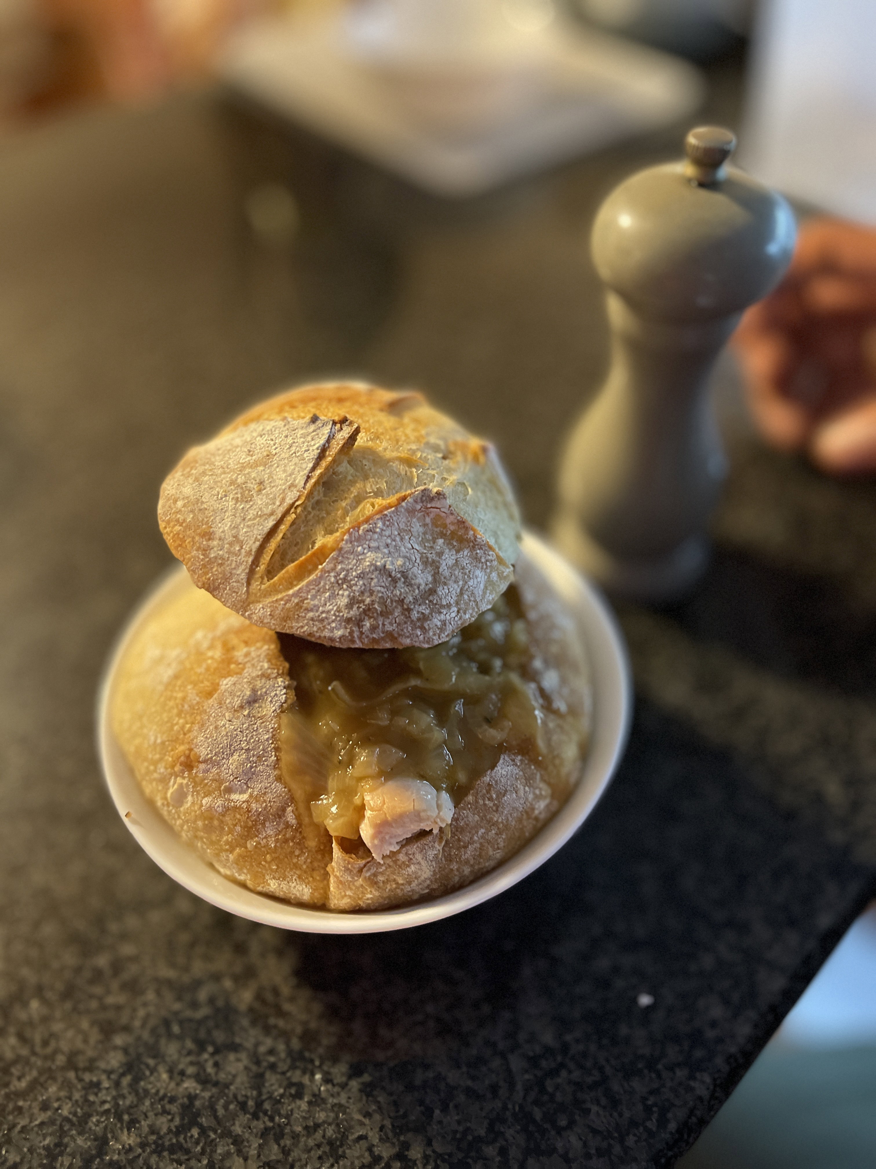 French Onion Sourdough Bread Bowl