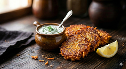 Драники из батата с пармезаном, с йогуртовым соусом