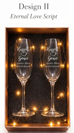 ✨ Personalized Champagne Glass Gift Set (Light-Up Box Included)