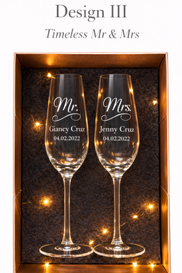 ✨ Personalized Champagne Glass Gift Set (Light-Up Box Included)