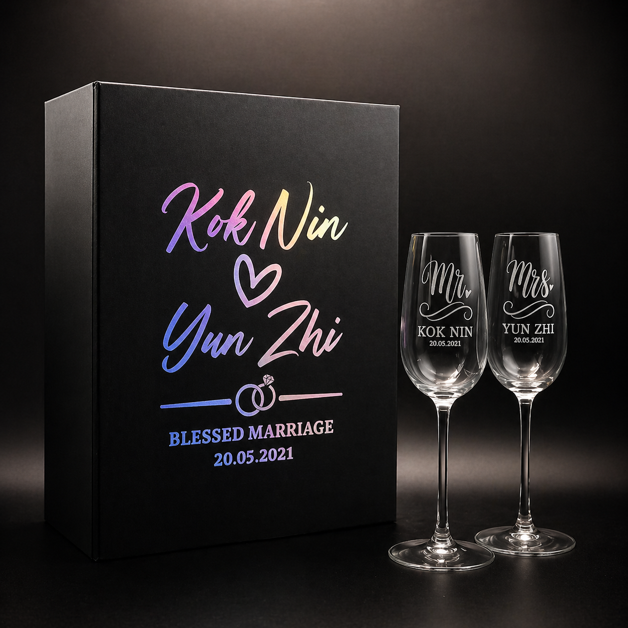 ✨ Personalized Champagne Glass Gift Set (Light-Up Box Included)_1