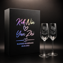 ✨ Personalized Champagne Glass Gift Set (Light-Up Box Included)