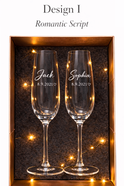 ✨ Personalized Champagne Glass Gift Set (Light-Up Box Included)