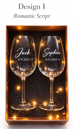 ✨ Personalized Wine Glass Gift Set (Light-Up Box Included)