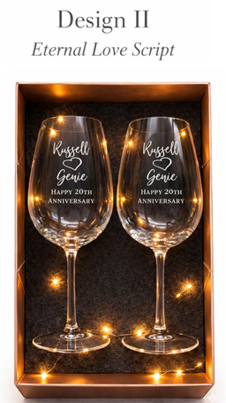 ✨ Personalized Wine Glass Gift Set (Light-Up Box Included)