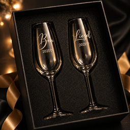 ✨ Personalized Champagne Glass Gift Set (Light-Up Box Included)