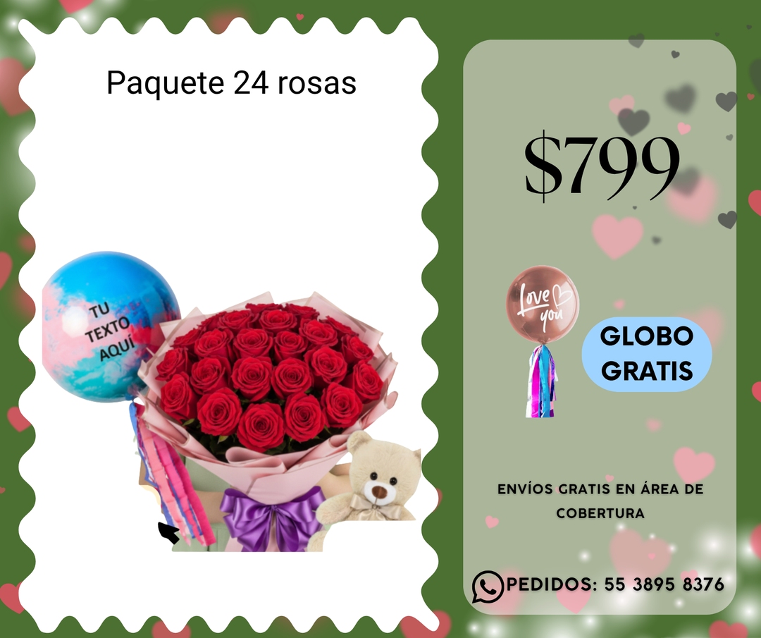 Paquete 24 rosas
