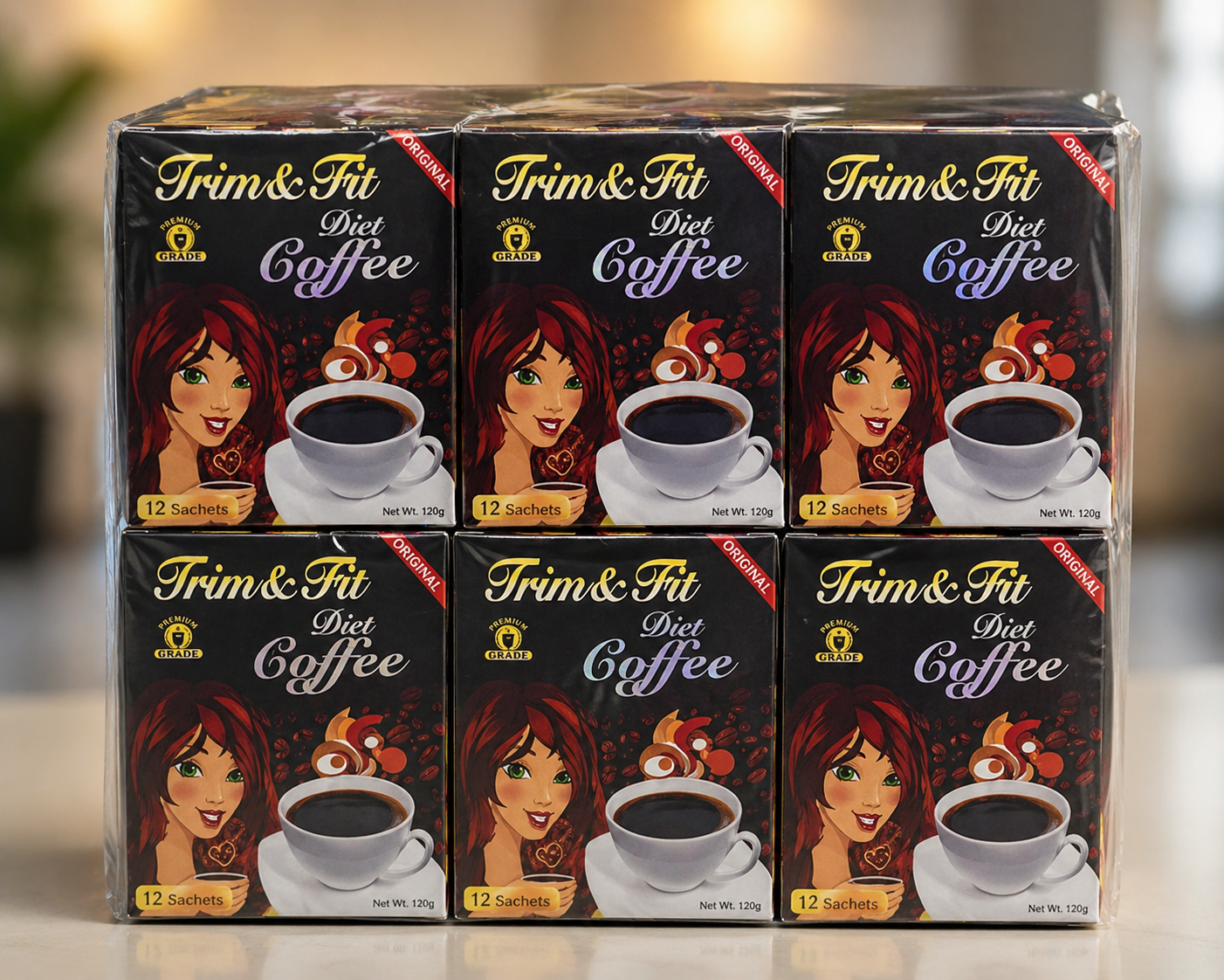 6 packs Trim And Fit Diet Slimming Coffee, Weight Loss Fat Burn Powder  _2