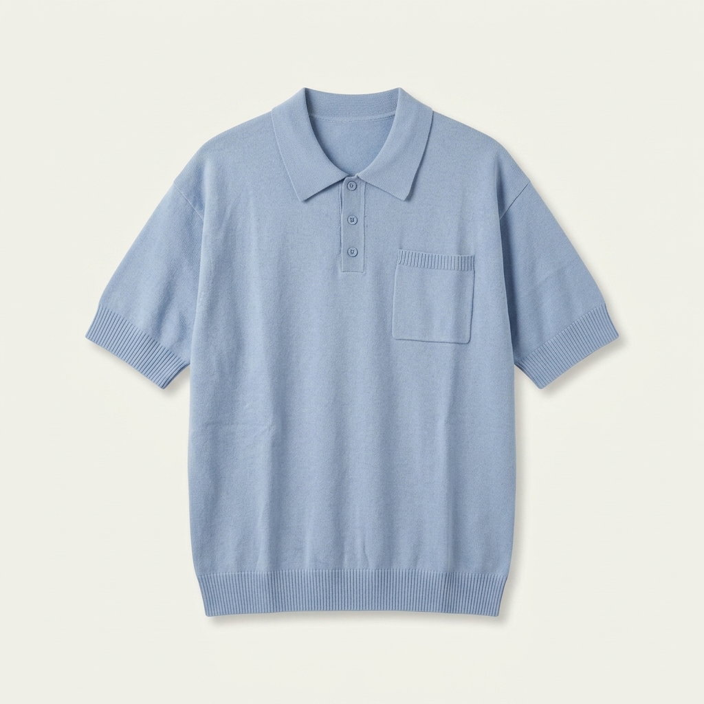 Relaxed Cloud Knit Polo - Blue 1ZW505_1