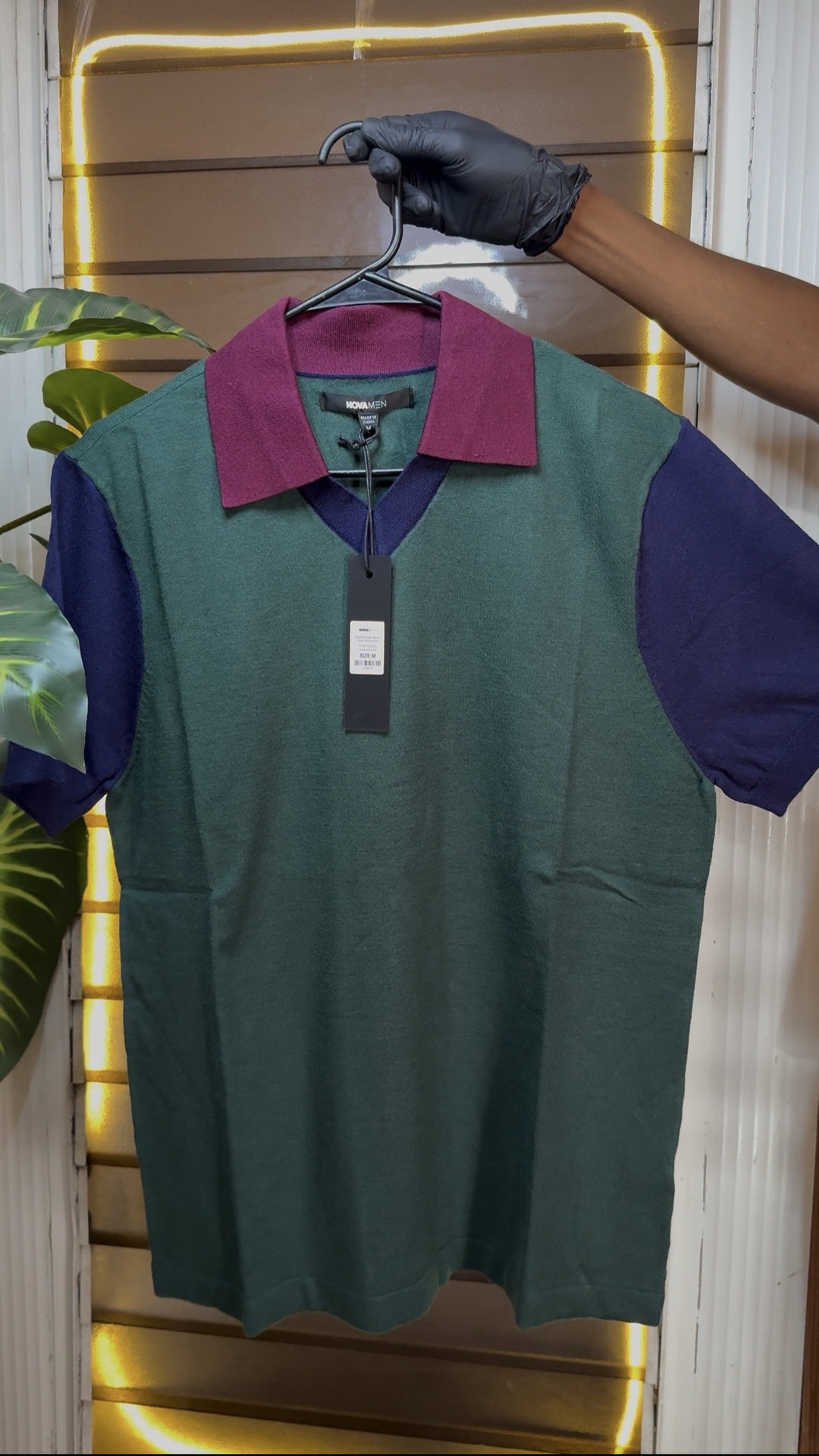 Relaxed New Money Block Polo - Green 1ZW509