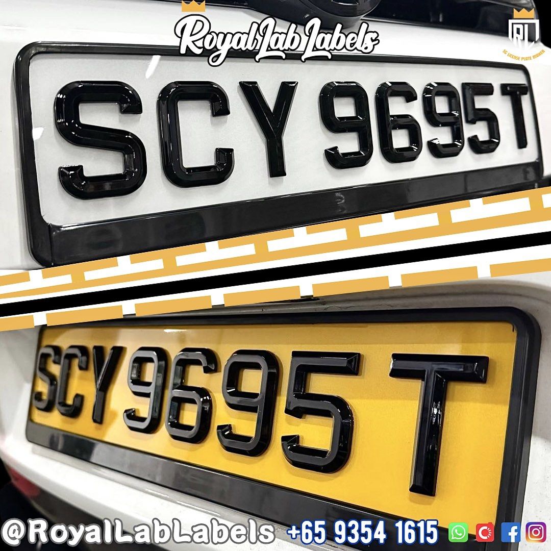 [3D Popout] 3D Euro Reflective (White & Yellow) Car Plates