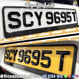 [3D Popout] 3D Euro Reflective (White & Yellow) Car Plates