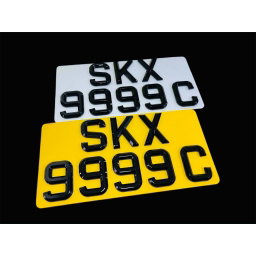 [3D Popout] 3D Euro Reflective (White & Yellow) Car Plates