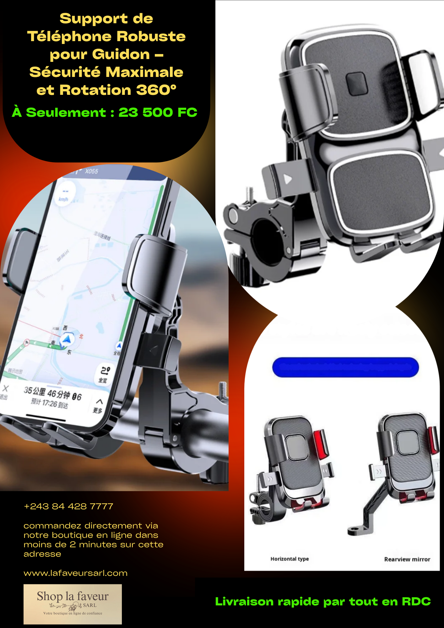 Support de Téléphone Robuste pour Guidon – Sécurité Maximale et Rotation 360°_0