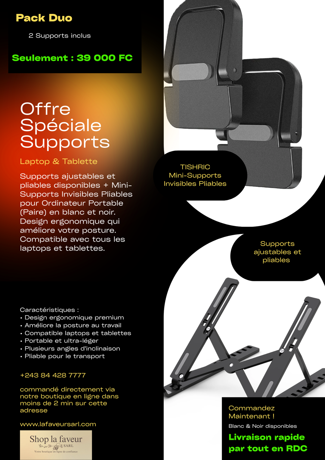 Mini-Supports Pliables Portable (Paire) et support ajustable et pliable