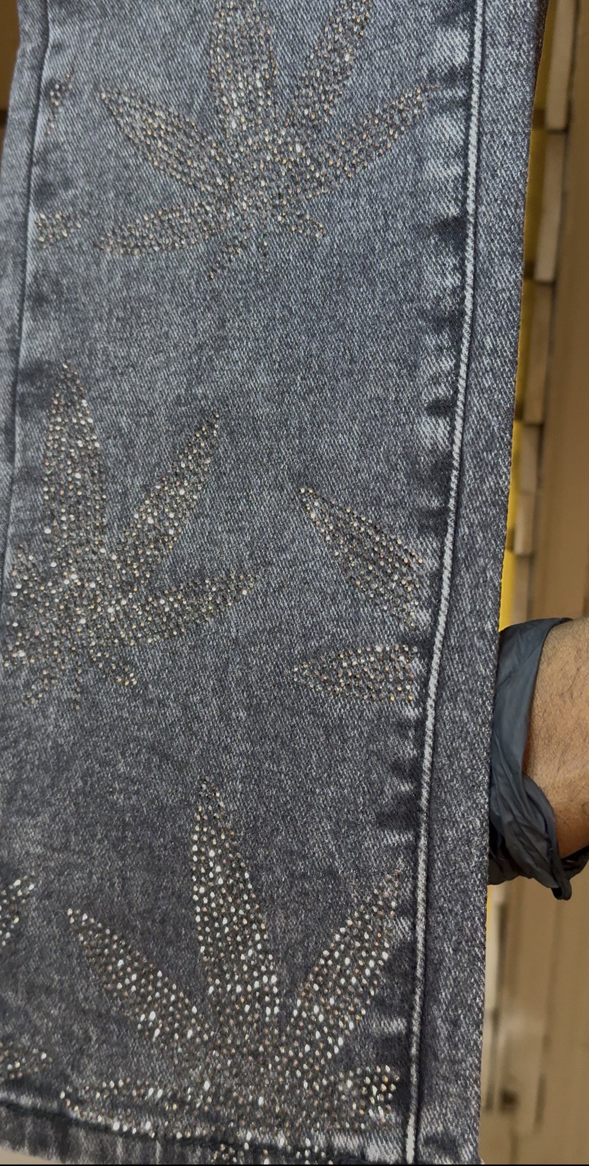 Skinny Blazing Away Rhinestone Jean - Black 1ZW802_3