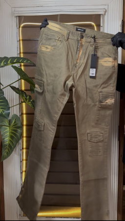 Triple Cargo Stacked Skinny Flare Jeans - Taupe 1ZW804
