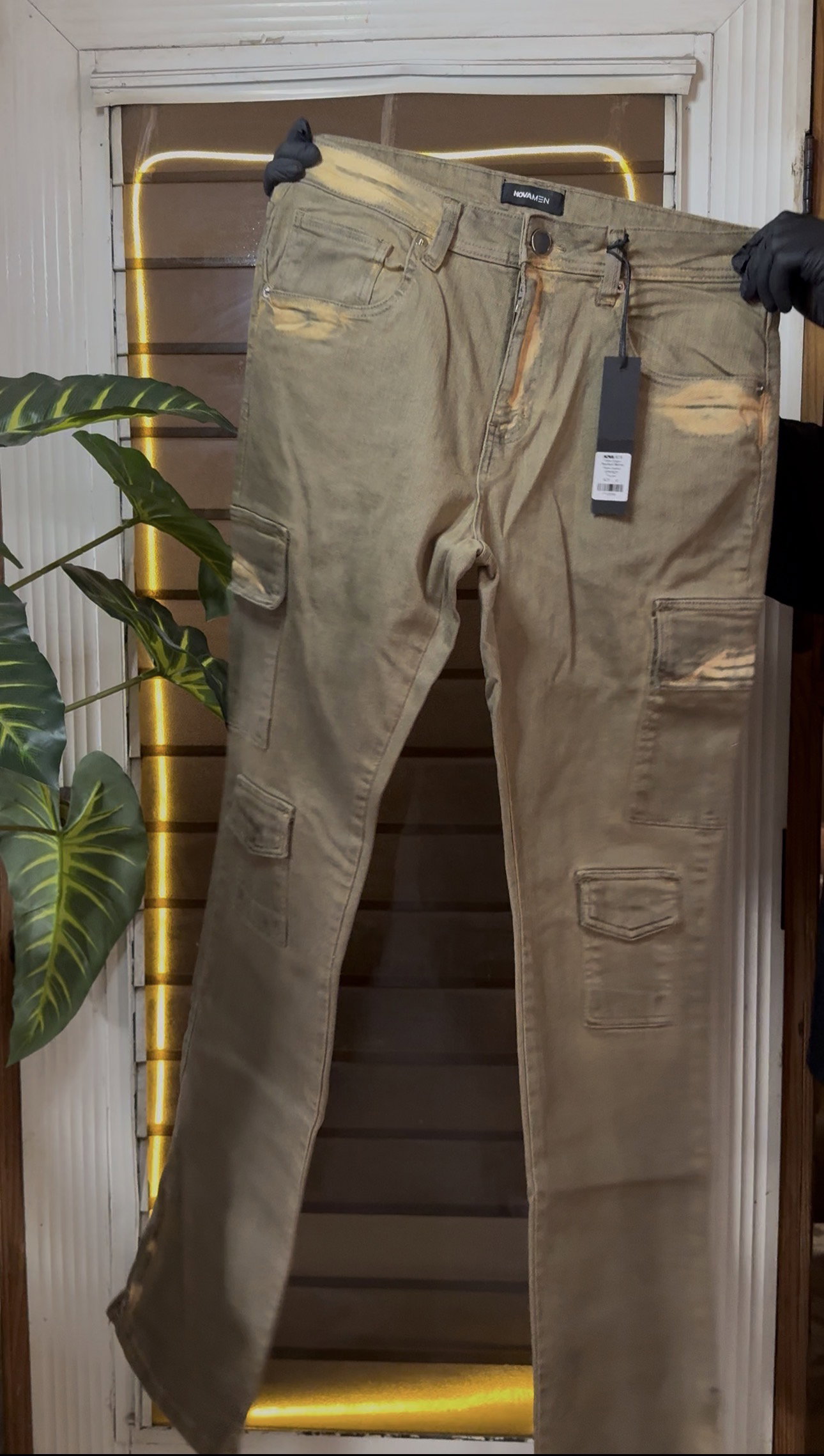 Triple Cargo Stacked Skinny Flare Jeans - Taupe 1ZW804_1