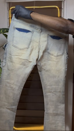 Stacked Skinny Flare Button Cargo Jean - Light 1ZW806