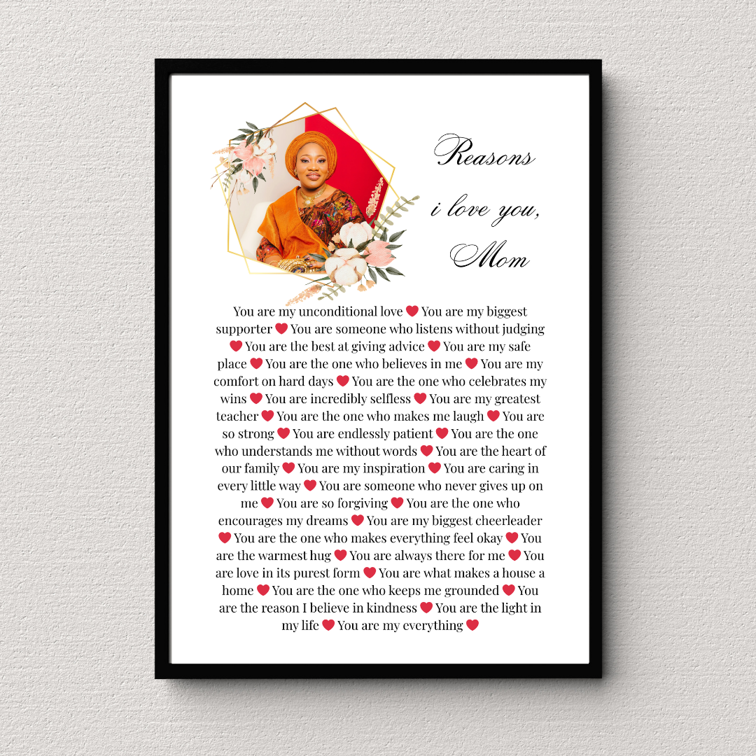 30 Reasons I Love You Mom Photo Frame