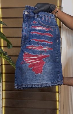 Relaxed We In These Streets Denim Shorts - Dark Wash 1ZW807