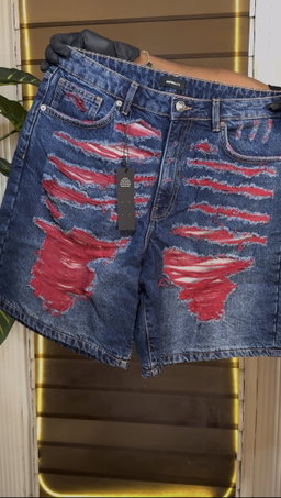 Relaxed We In These Streets Denim Shorts - Dark Wash 1ZW807