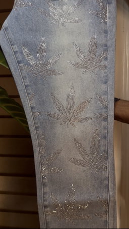Skinny Blazing Away Rhinestone Jean - Light Blue Wash 1ZW810
