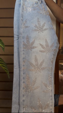 Skinny Blazing Away Rhinestone Jean - Light Blue Wash 1ZW810