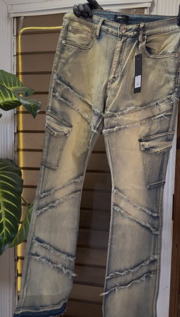 Simi Fray Cargo Skinny Flare Jeans - Vintage Blue 1ZW805