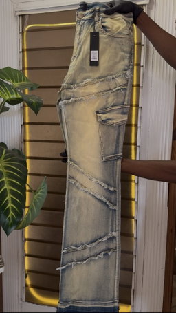 Simi Fray Cargo Skinny Flare Jeans - Vintage Blue 1ZW805