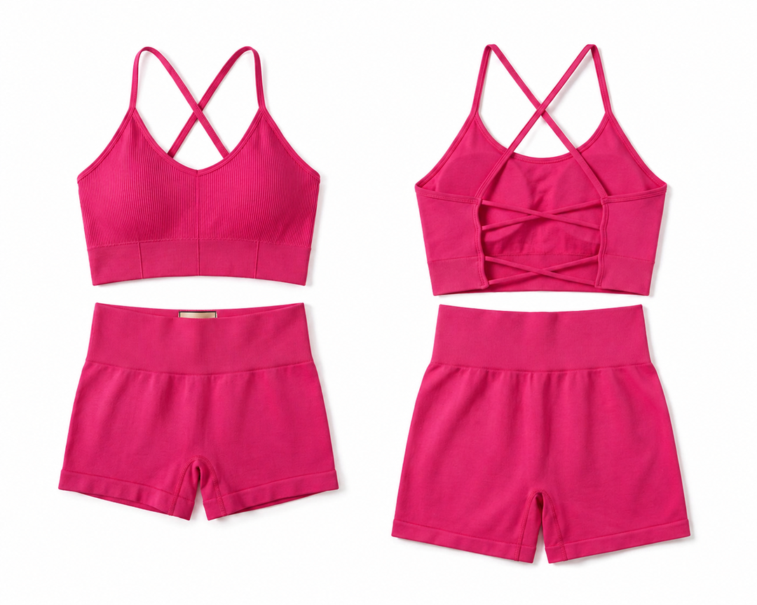 2 piece workout sets (SHORTS/PINK)