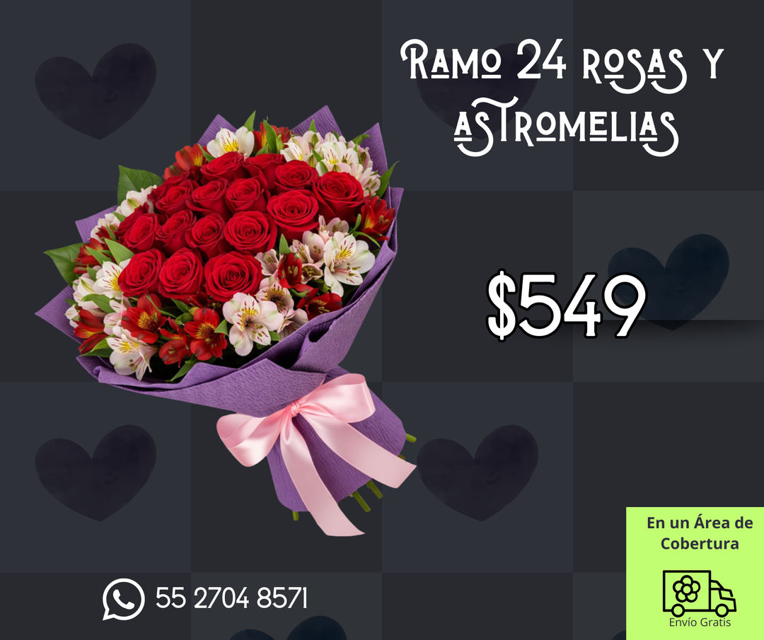 Ramo 24 rosas y astromelias
