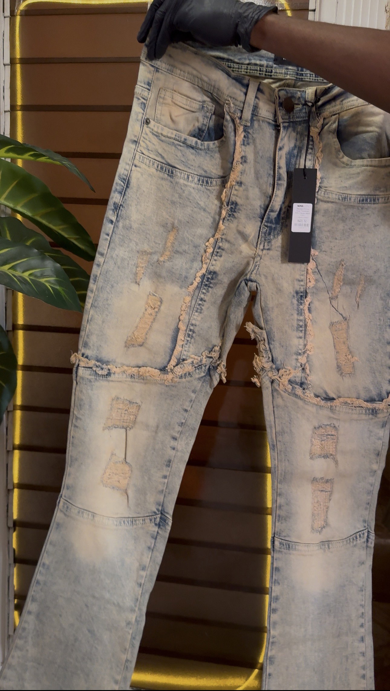 Stacked Skinny Flare  With Frayed Jeans - Vintage Blue 1ZW811_1