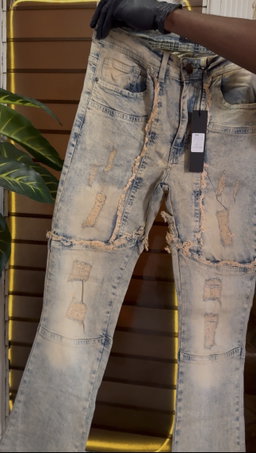 Stacked Skinny Flare  With Frayed Jeans - Vintage Blue 1ZW811