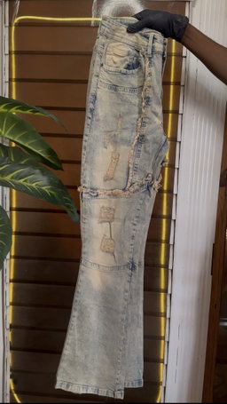 Stacked Skinny Flare  With Frayed Jeans - Vintage Blue 1ZW811